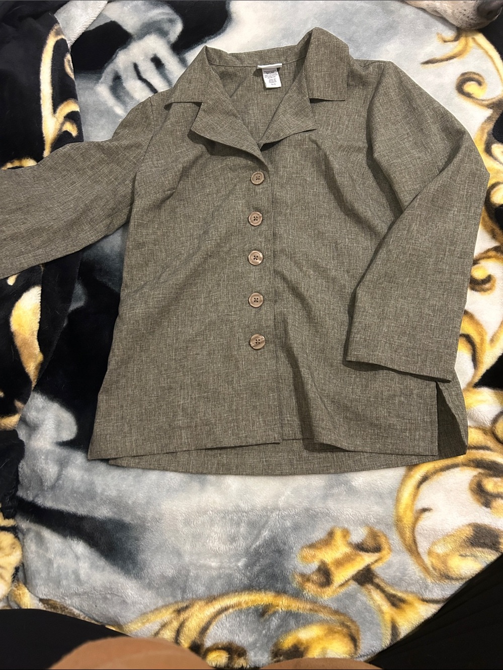Jaclyn Smith Olive Button-Front Blazer